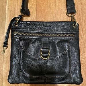 Fossil black leather crossbody handbag